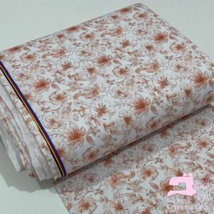 Microfibra Estampada Diseño Floral Vintage Tono Terracota