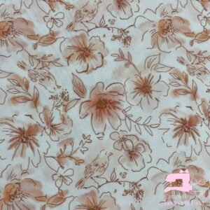 Microfibra Estampada Diseño Floral Vintage Tono Terracota