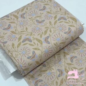 Microfibra Estampada Diseño Brillo Floral Beige