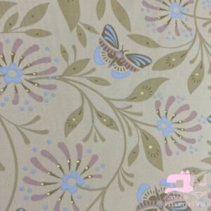 Microfibra Estampada Diseño Brillo Floral Beige