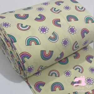 Algodón Licrado Estampado Diseño Arcoíris Perla