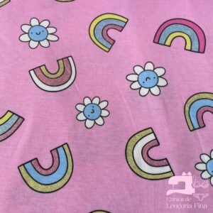 Algodón Licrado Estampado Diseño Arcoíris Pink