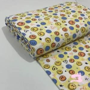Algodon Licrado Estampado Diseño Emoji Ambar