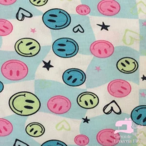 Algodon Licrado Estampado Diseño Emoji Bondi