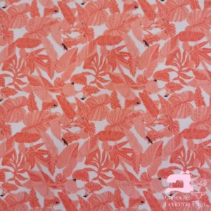Algodon Licrado Estampado Diseño Flamencos Mandarina