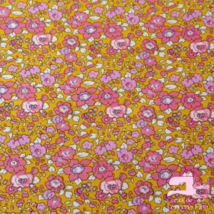 Algodon Licrado Estampado Diseño Jardin Amarillo