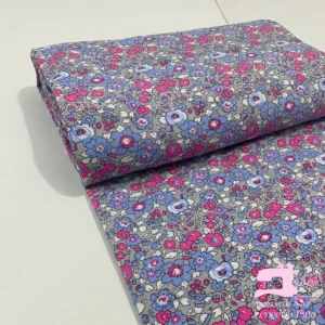 Algodon Licrado Estampado Diseño Jardin Azul