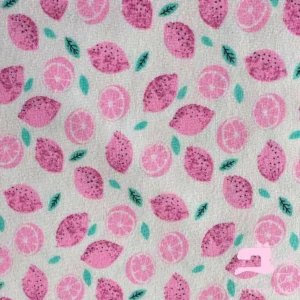 Algodon Licrado Estampado Diseño Limon Rosado