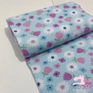 Algodon Licrado Estampado Diseño Torrente de Flores