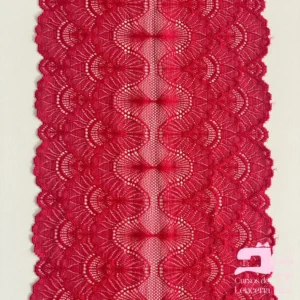 Encaje Color Entero Diseño Abanico Rojo
