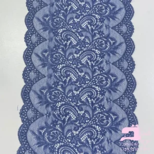 Encaje Color Entero Diseño Brusela Azul Italiano