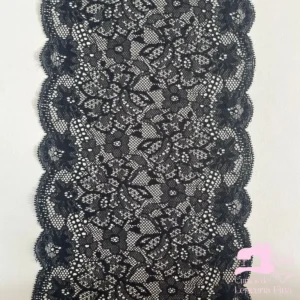 Encaje Color Entero Diseño Clavel Negro