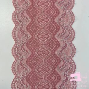 Encaje Elástico Matizado Diseño Dragón Coral con Palo Rosa