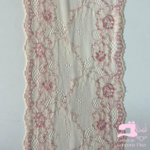 Encaje Elástico Matizado Diseño Florinda Perla con Rosado