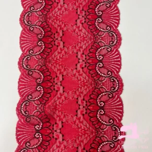 Encaje Elástico Matizado Diseño Gitana Rojo con Negro