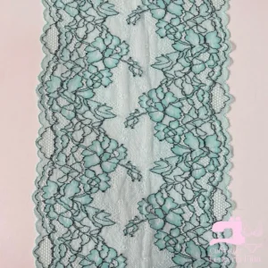 Encaje Elástico Matizado Diseño Inés Verde Menta con Negro