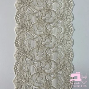 Encaje Elástico Matizado Diseño Isabel Beige con Perla