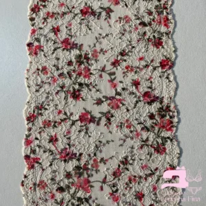 Encaje Elástico Matizado Diseño Jardín de Seda