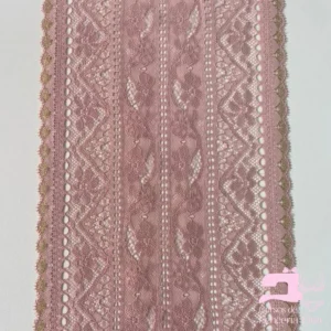 Encaje Elástico Matizado Diseño Palo Rosa con Dorado