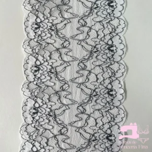 Encaje Elástico Matizado Diseño Lucia Blanco con Negro