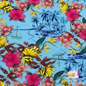 Licra para Traje de Baño Estampada Diseño Amelia Celeste