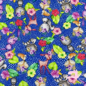 Licra para Traje de Baño Estampada Diseño Bambi Azul