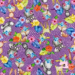 Licra para Traje de Baño Estampada Diseño Bambi Lila