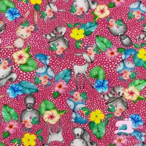 Licra para Traje de Baño Estampada Diseño Bambi Rojo