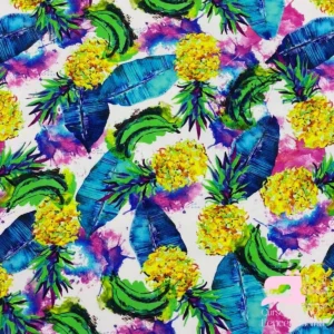 Licra para Traje de Baño Estampada Diseño Frutifrut Azul Eléctrico