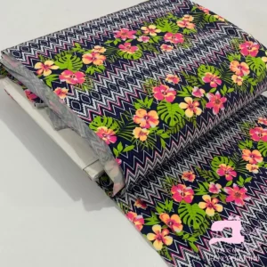 Licra para Traje de Baño Estampada Diseño Orquídeas Azul Noche