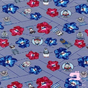 Licra para Traje de Baño Estampada Diseño Azul Eléctrico