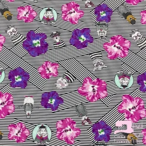 Licra para Traje de Baño Estampada Diseño Rayas Negro