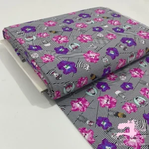 Licra para Traje de Baño Estampada Diseño Rayas Negro