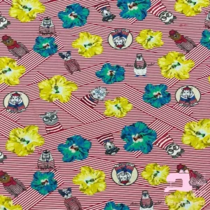 Licra para Traje de Baño Estampada Diseño Rayas rojo