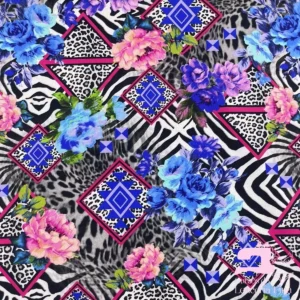 Licra para Traje de Baño Estampada Diseño Zebra Azul