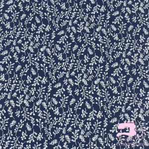 Microfibra Estampada Diseño Laurel Azul Noche