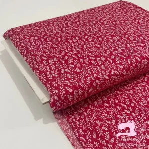 Microfibra Estampada Diseño Laurel Rojo