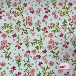 Microfibra Estampada  Diseño Lirio de Campo Fucsia con Palo Rosa