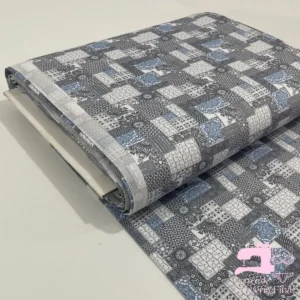 Microfibra Estampada Diseño Muralla Gris Azulado