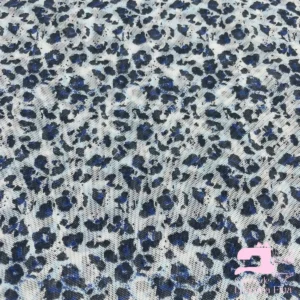 Tul Licrado Estampado Diseño Animal Print Azul Noche