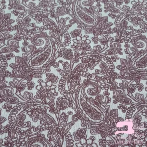 Tul Licrado Estampado Diseño Arabesco Guinda