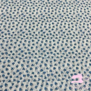 Tul Licrado Estampado Diseño Corazones Celeste