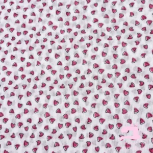 Tul Licrado Estampado Diseño Corazones Fucsia
