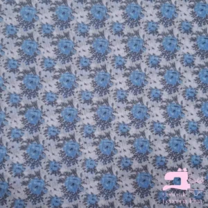 Tul Licrado Estampado Diseño Flores Celeste