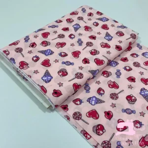 Algodón Jersey 30/1 Estampado Diseño Sugar Rosa Pastel
