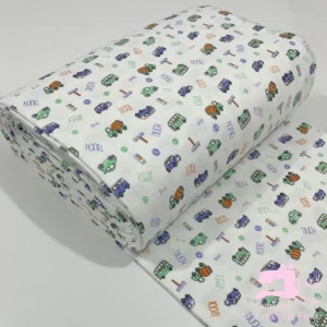 Algodón Jersey Gamuza 50/1 Estampado Diseño Carros