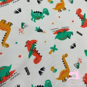 Algodón Jersey Gamuza 50/1 Estampado Diseño Dino Surfista