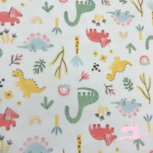 Algodón Jersey Gamuza 50/1 Estampado Diseño Dinosaurios