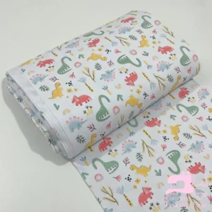 Algodón Jersey Gamuza 50/1 Estampado Diseño Dinosaurios