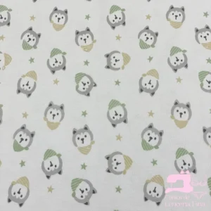 Algodón Jersey Gamuza 50/1 Estampado Diseño Lobito